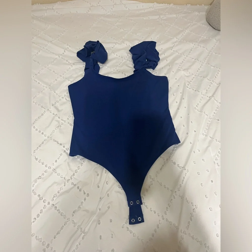 Blue Ruffled Strap Top - Picture 3 of 6